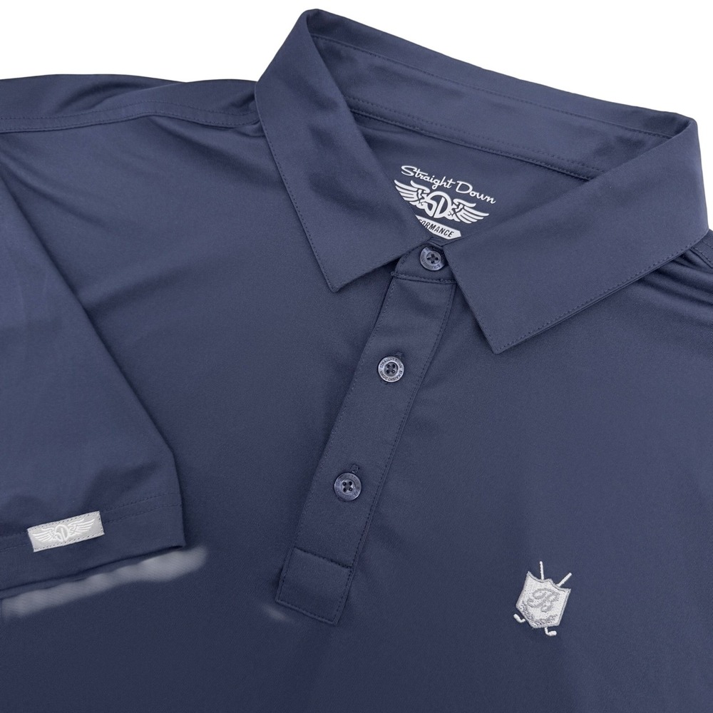 Straight Down Polo Mens XXL Navy Blue Performance Short Sleeve Golf Club Logo